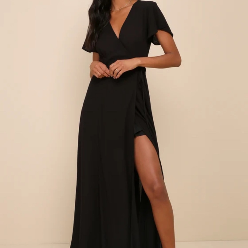 Brand New Heart of Marigold Black Wrap Maxi Dress Size M
